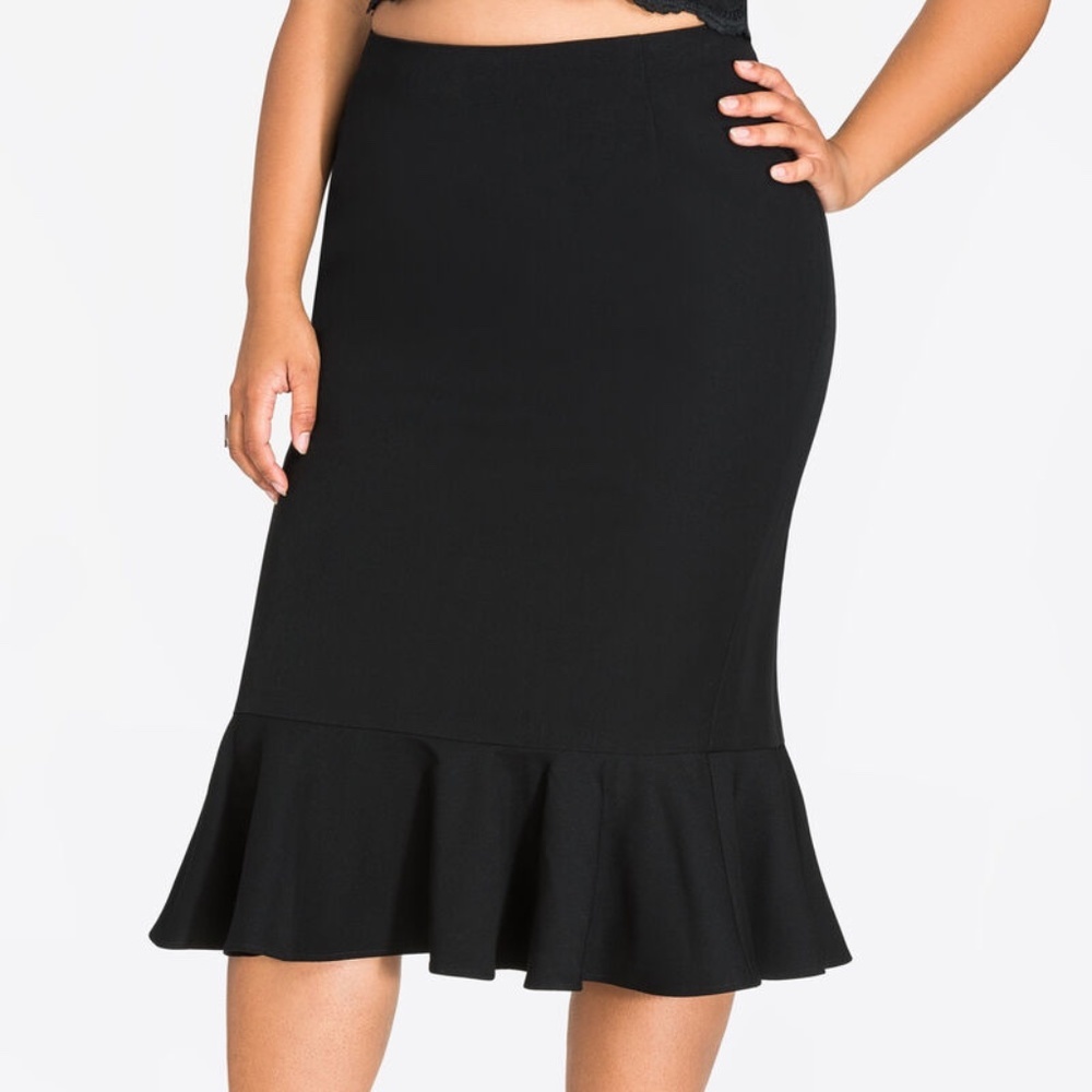 Ashley Stewart Ruffle Hem Midi Skirt NWT Size 14/16